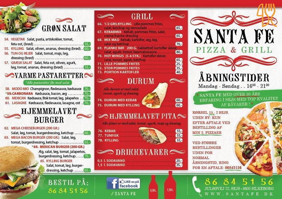 Santa Fe Pizza Grill House Menu