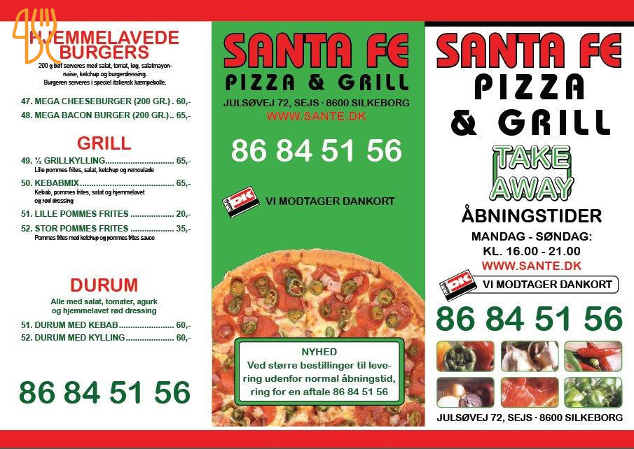 Santa Fe Pizza Grill House Menu