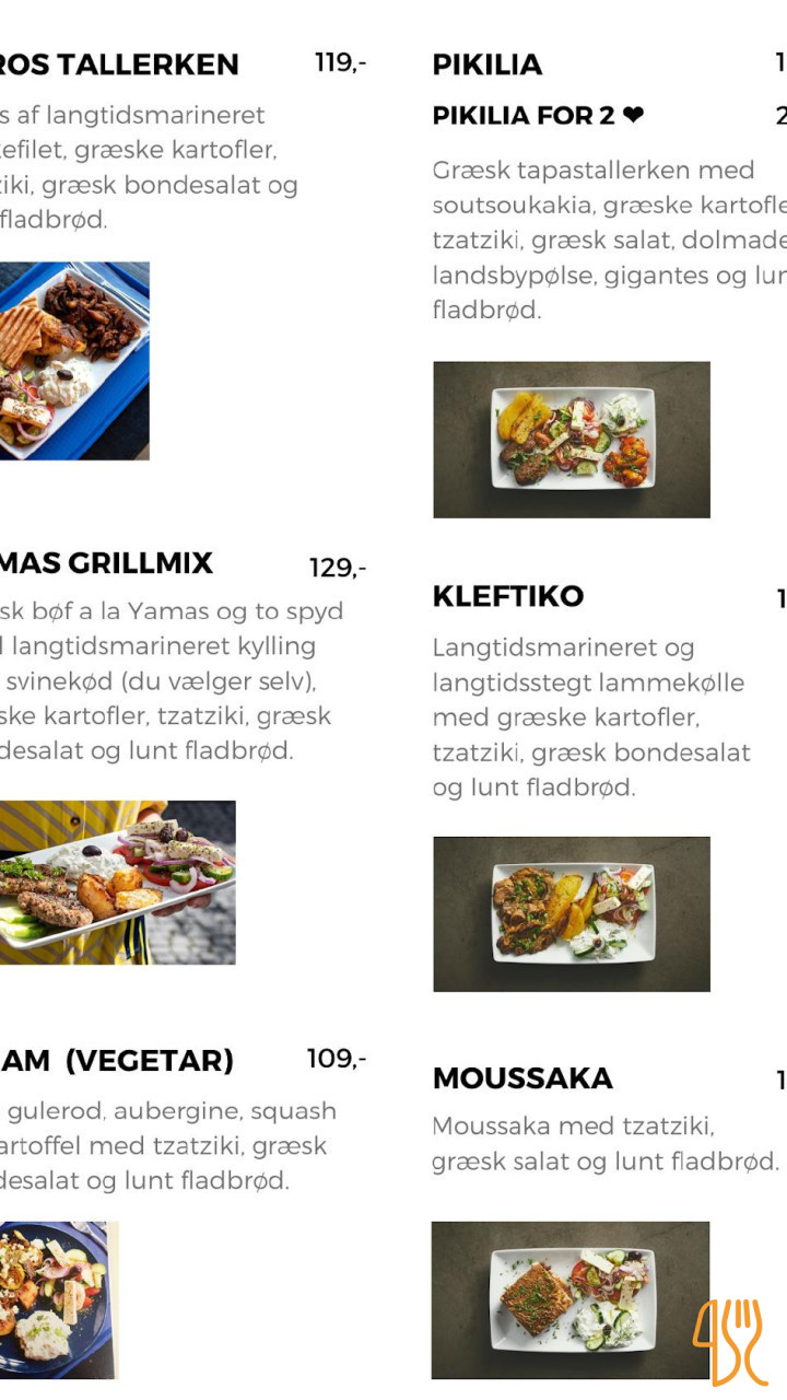 Yamas Menu