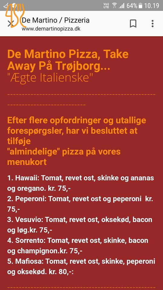 De Martino Trøjborg Menu