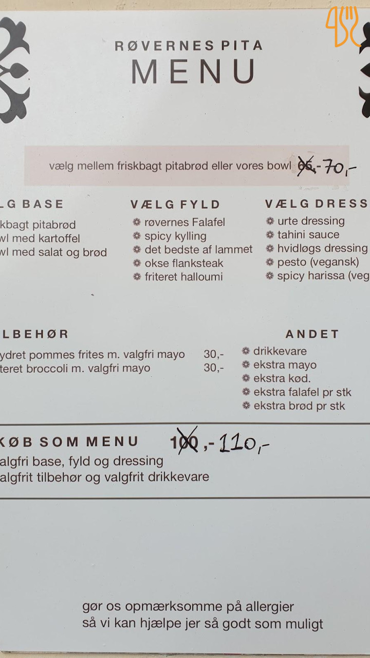 De Fyrretyve Røvere Menu