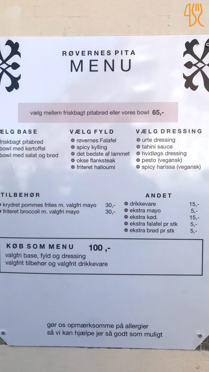 De Fyrretyve Røvere Menu