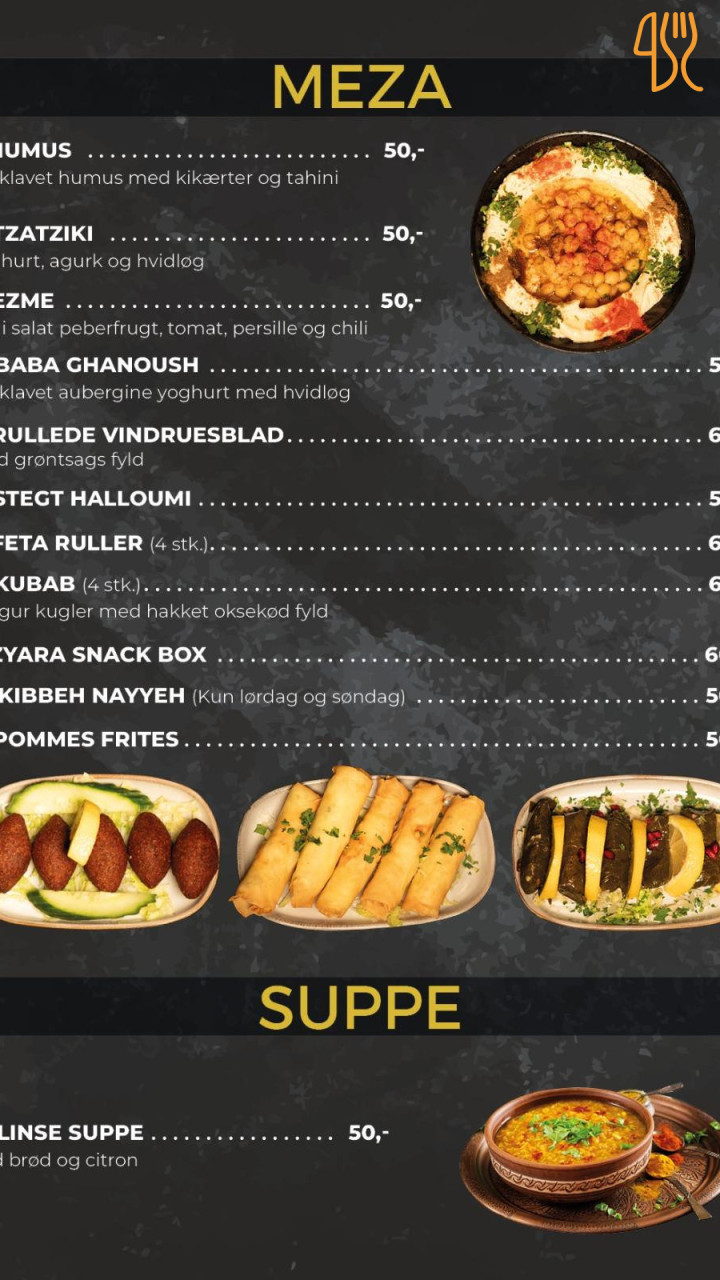 Zyara Menu