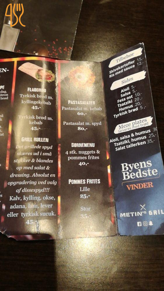 Metins Grill Menu