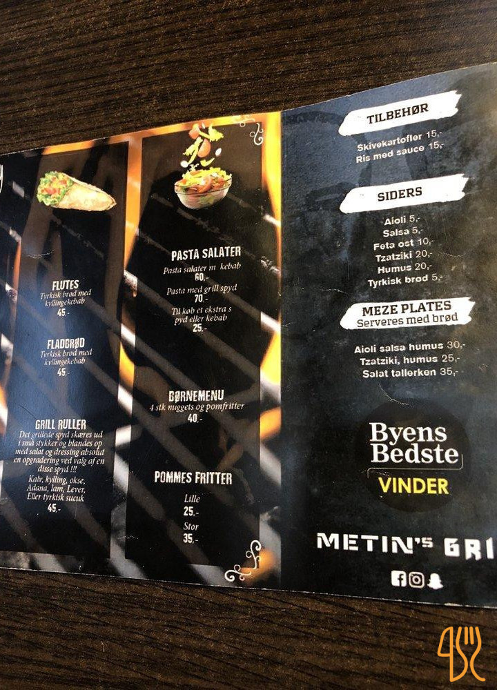 Metins Grill Menu