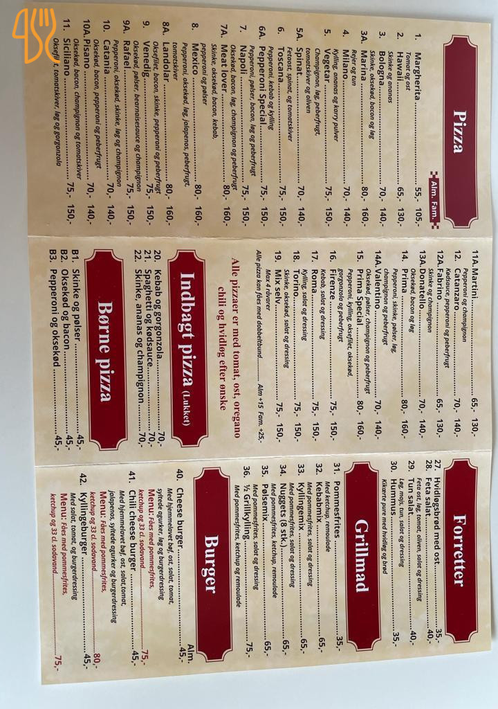 Prima Pizza/ Dr Pizza Menu