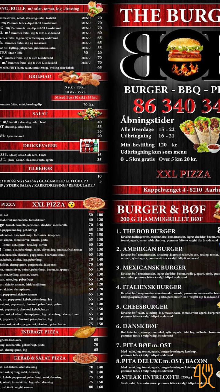 The Bob Burger Menu