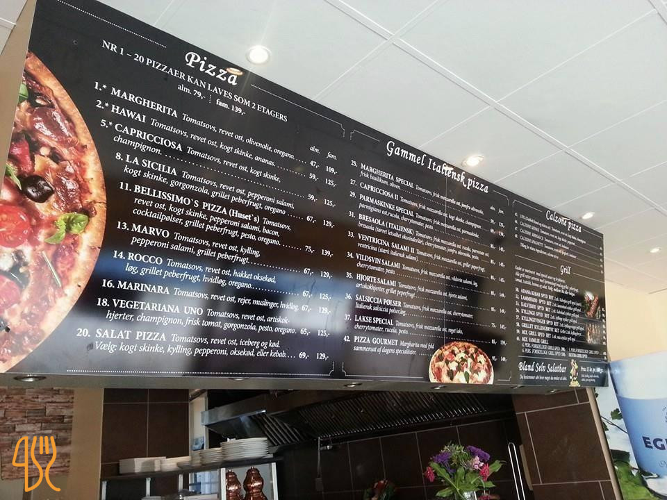 Bellissimo Pizza Menu