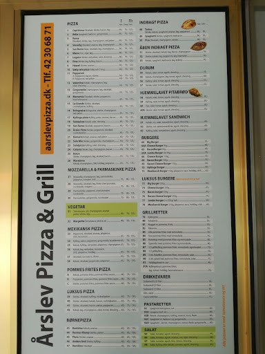 Aarslev Pizza Grill Menu