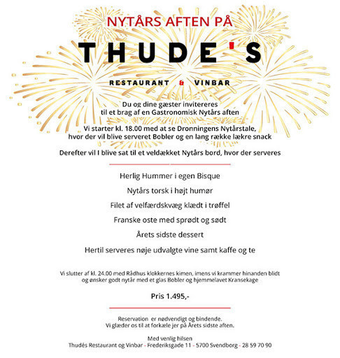 Thudes Og Vinbar Menu
