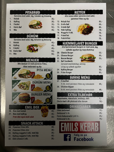 Emils Kebab Menu