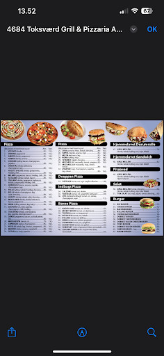 Toksvaerd Pizzaria Menu
