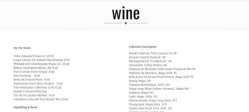 Wokshop Menu