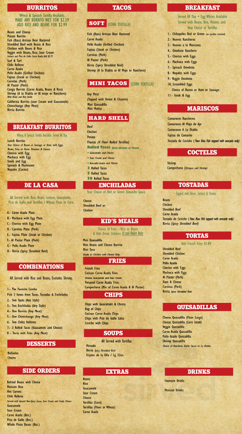 Delizioso Menu