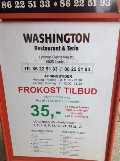 Washington Teria Menu