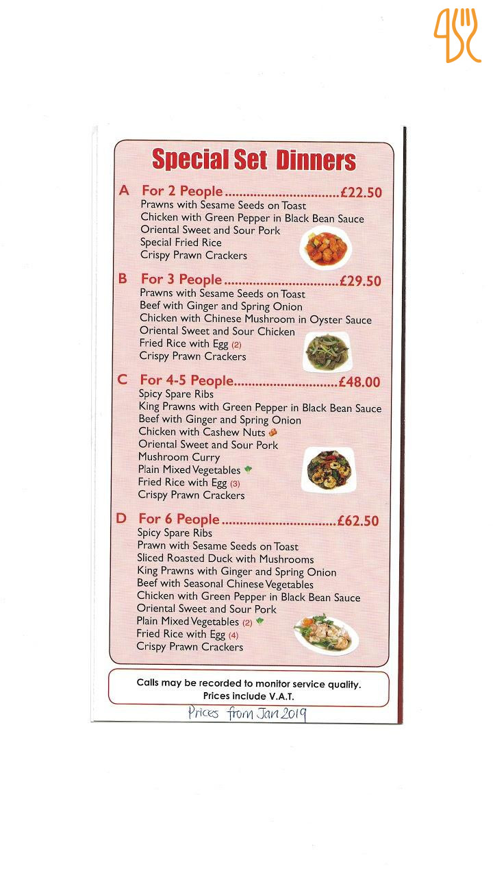Spisehuset Menu