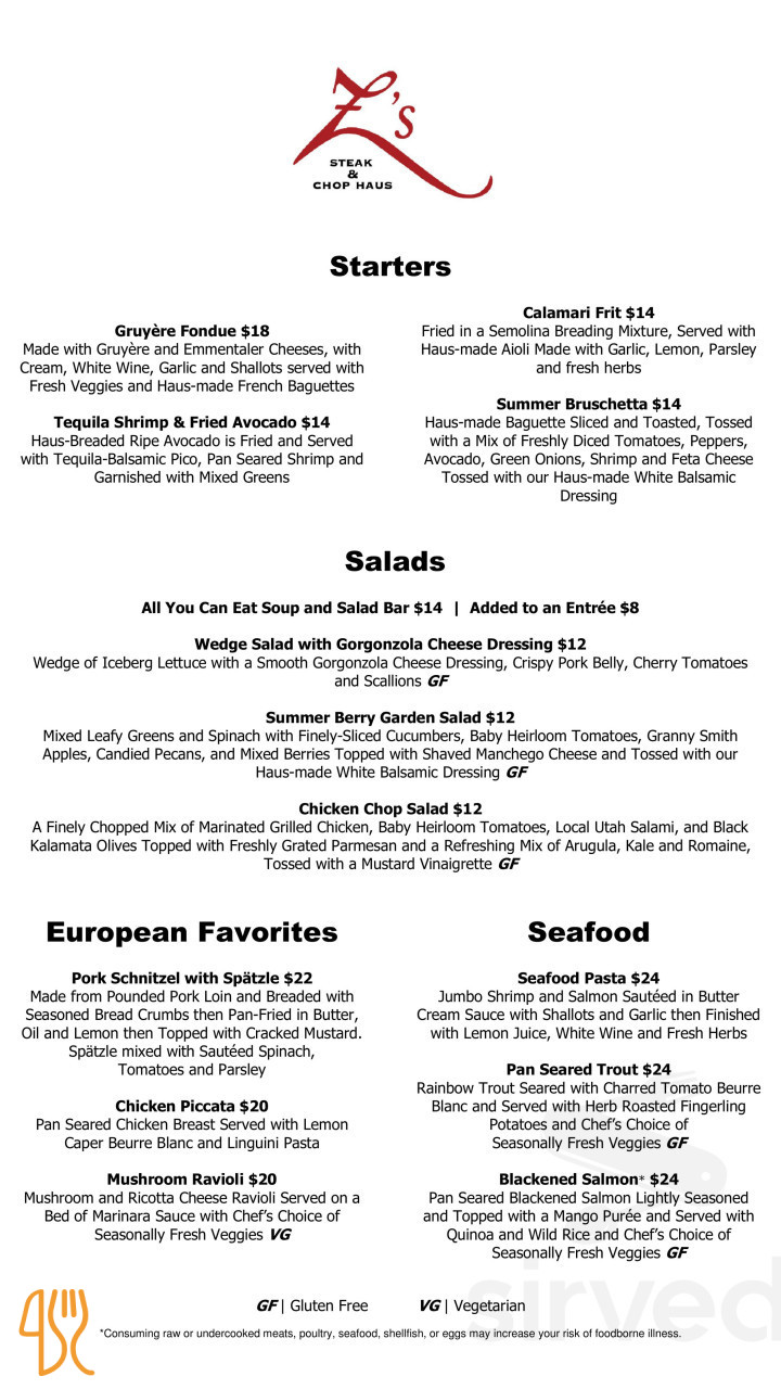 Den Gamle Skomager Menu