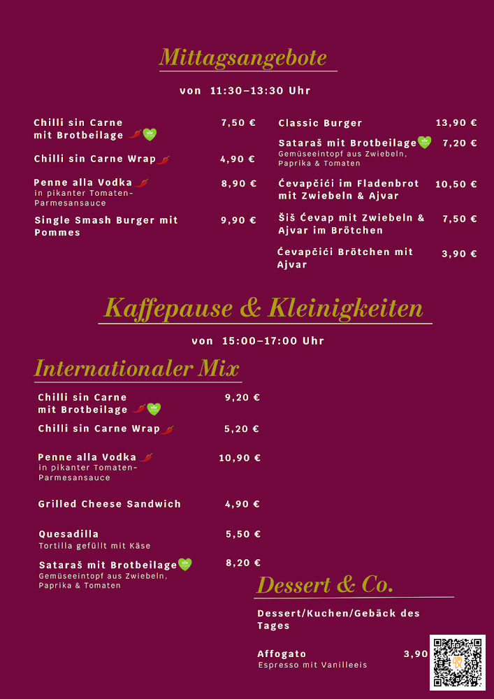 Bone's Menu