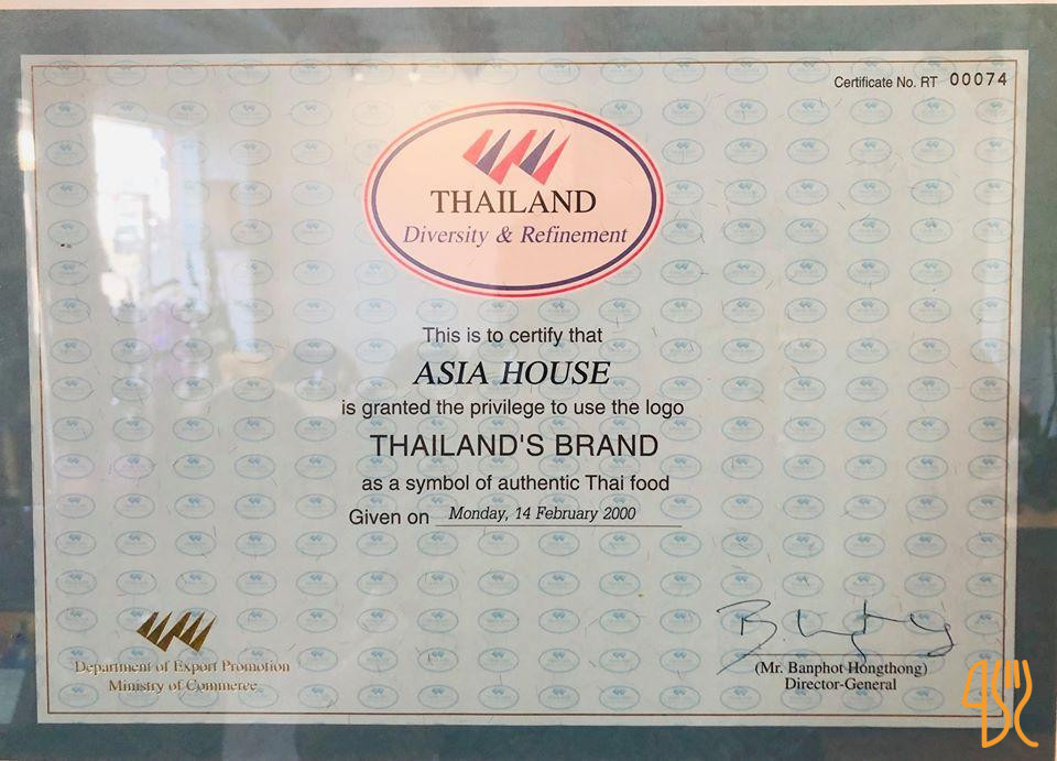 Asia House Menu