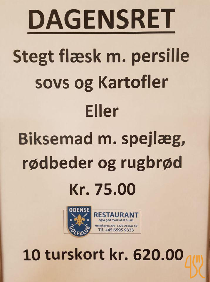 Odense Golfklubs Menu