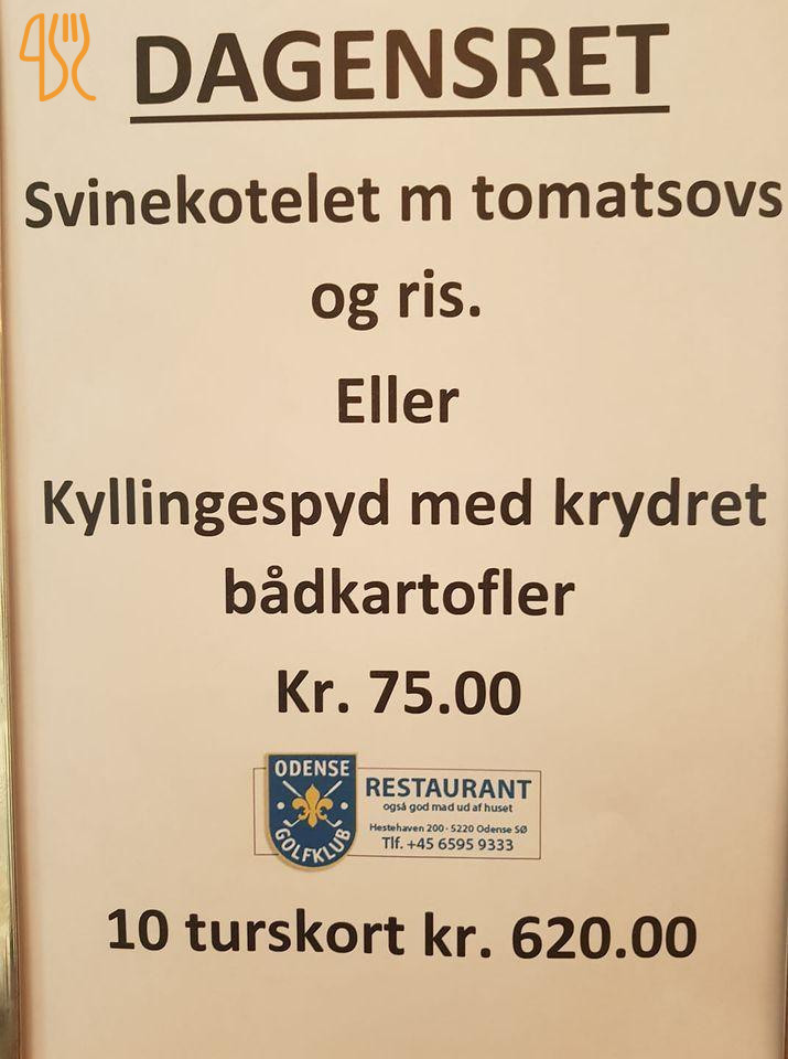 Odense Golfklubs Menu