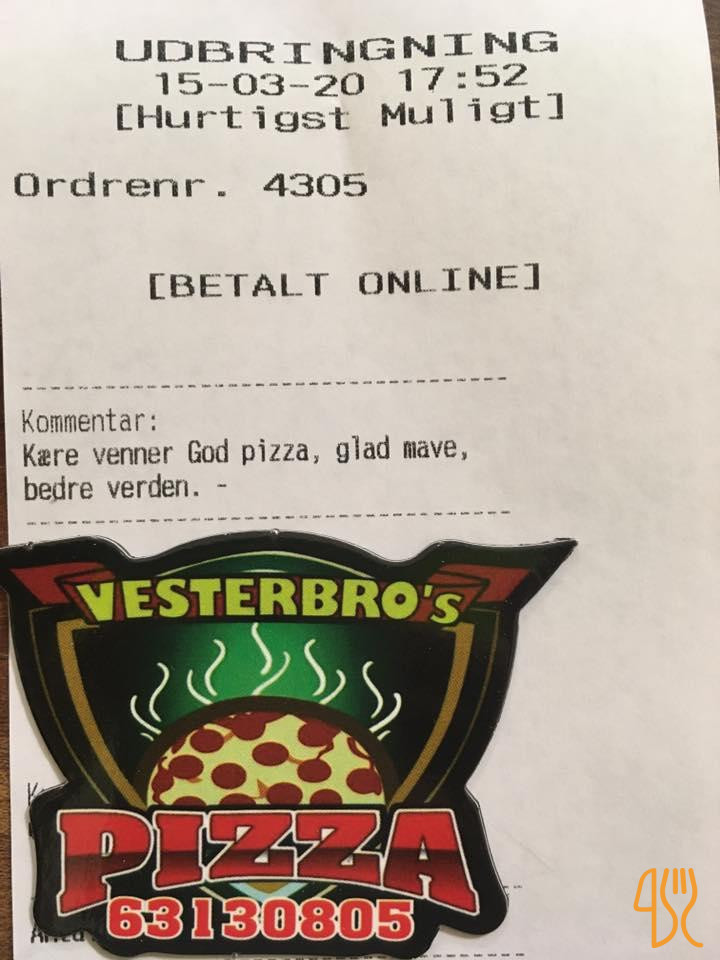 Vesterbro's Pizza Grill Menu