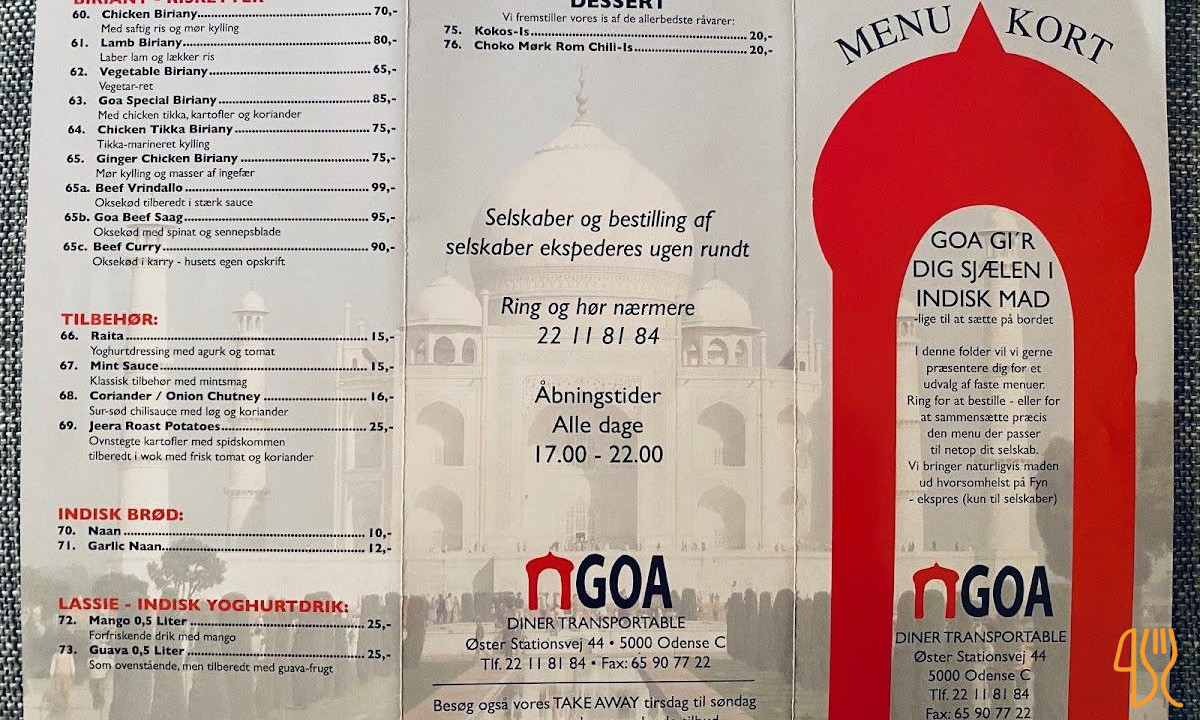 Goa Menu
