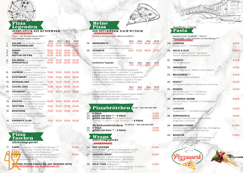 Fraugde Pizza Menu