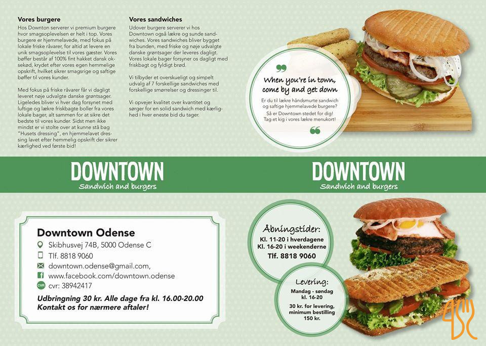 Downtown Sandwich Burgers Menu