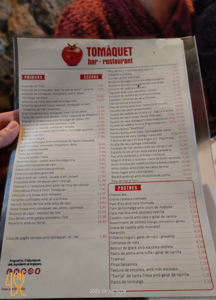 Cafe Risico Menu
