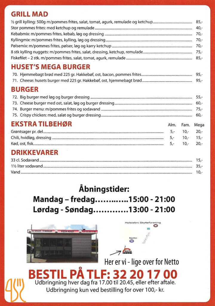 Pizza Huset Menu
