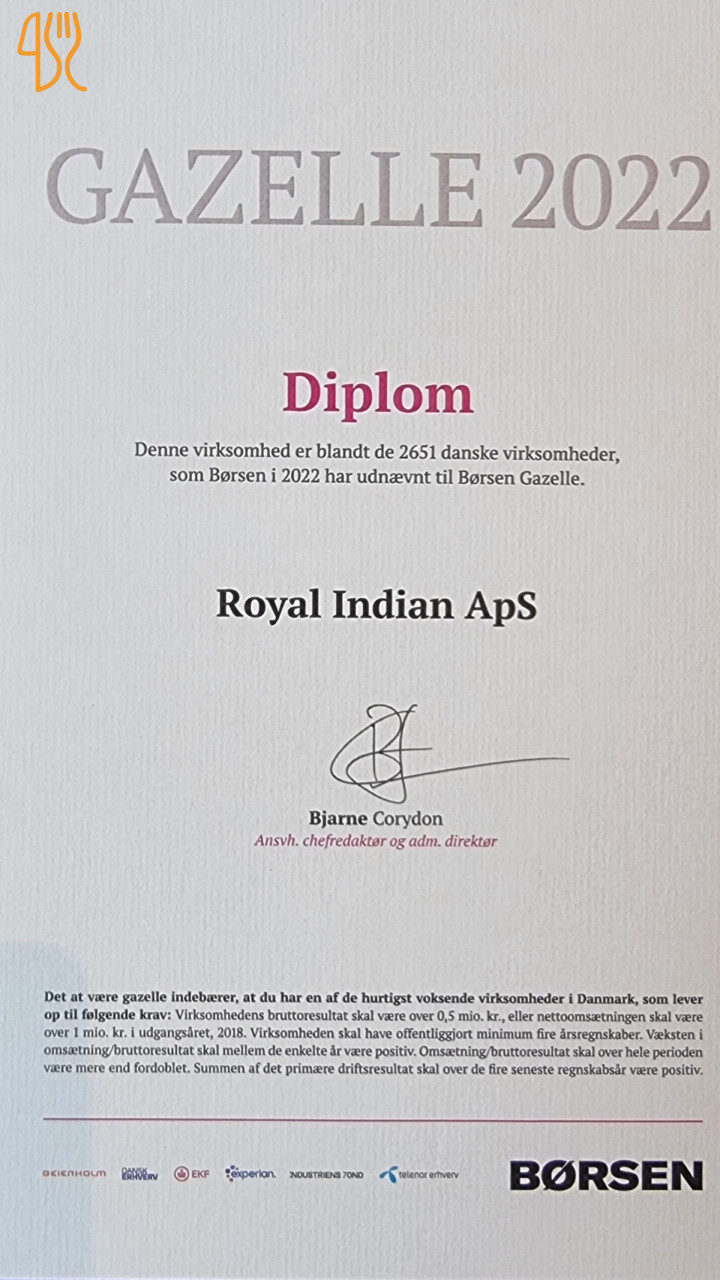 Royal Indian Valby Menu