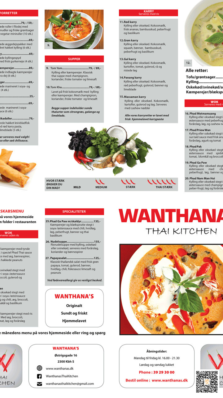 Wanthanas Menu