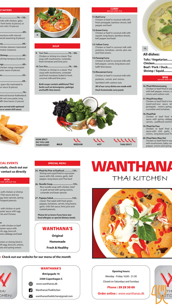 Wanthanas Menu