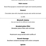 Brasserie Belli Menu