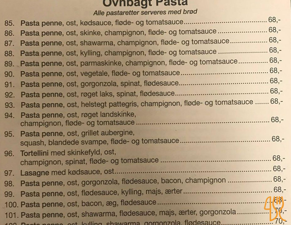 Benvenuti Menu