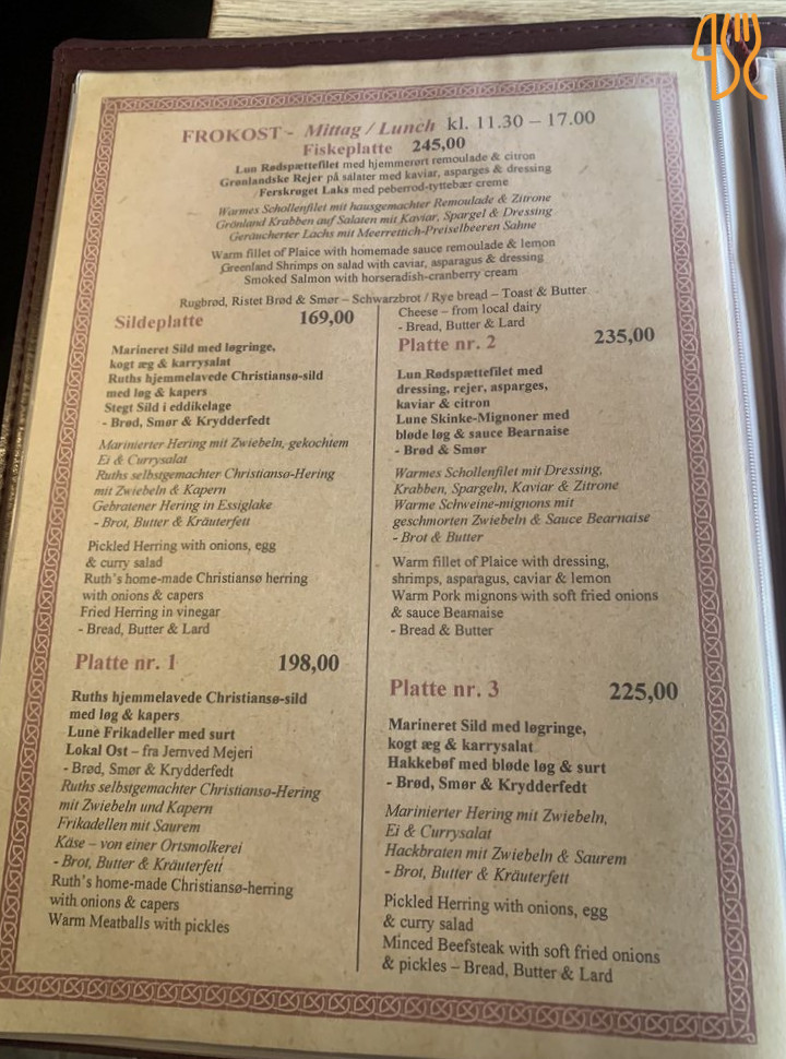 Weis Stue Menu