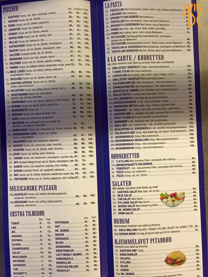 Xanthos Menu