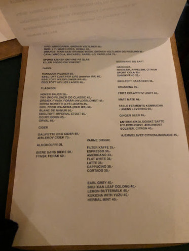 The Modern Cafe Brasserie Menu