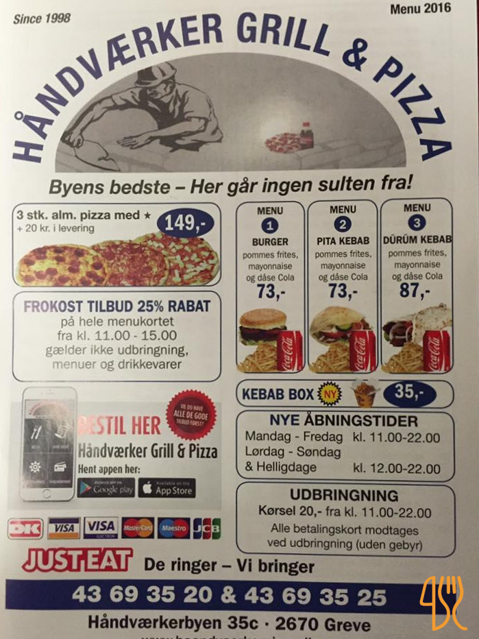 Haandvaerker Grill Pizza Menu