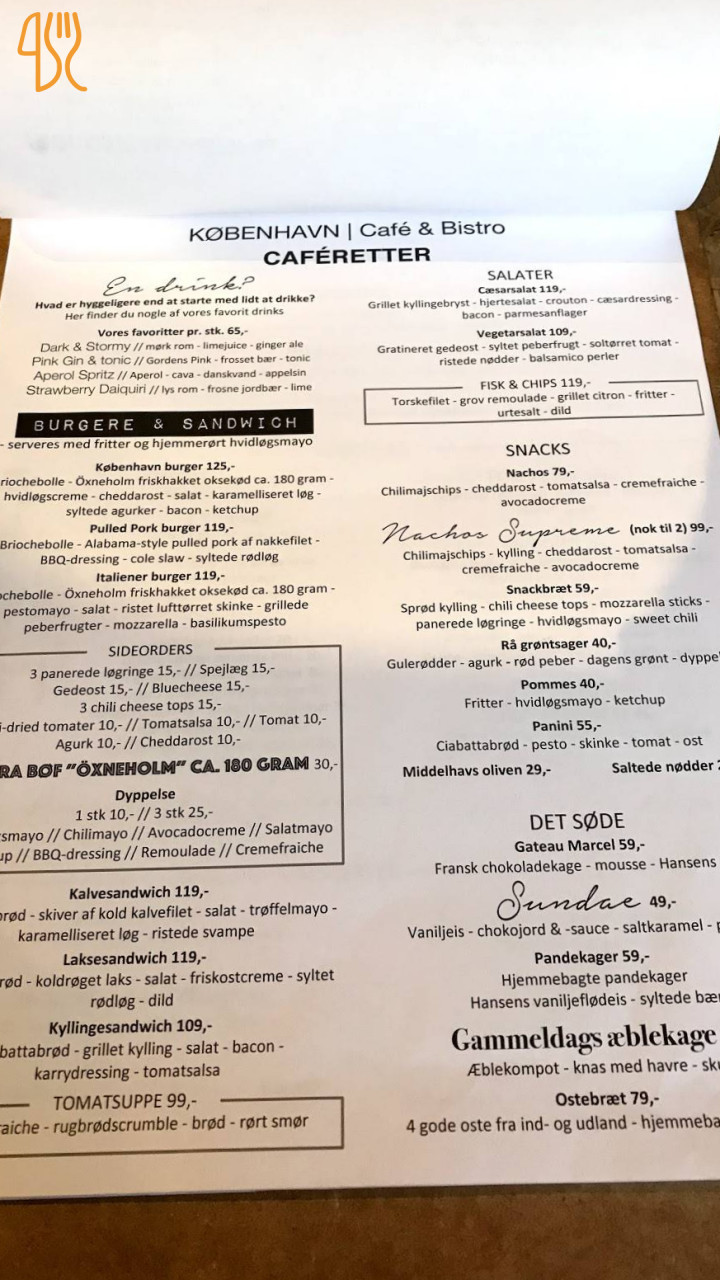 København Café Og Bistro Menu