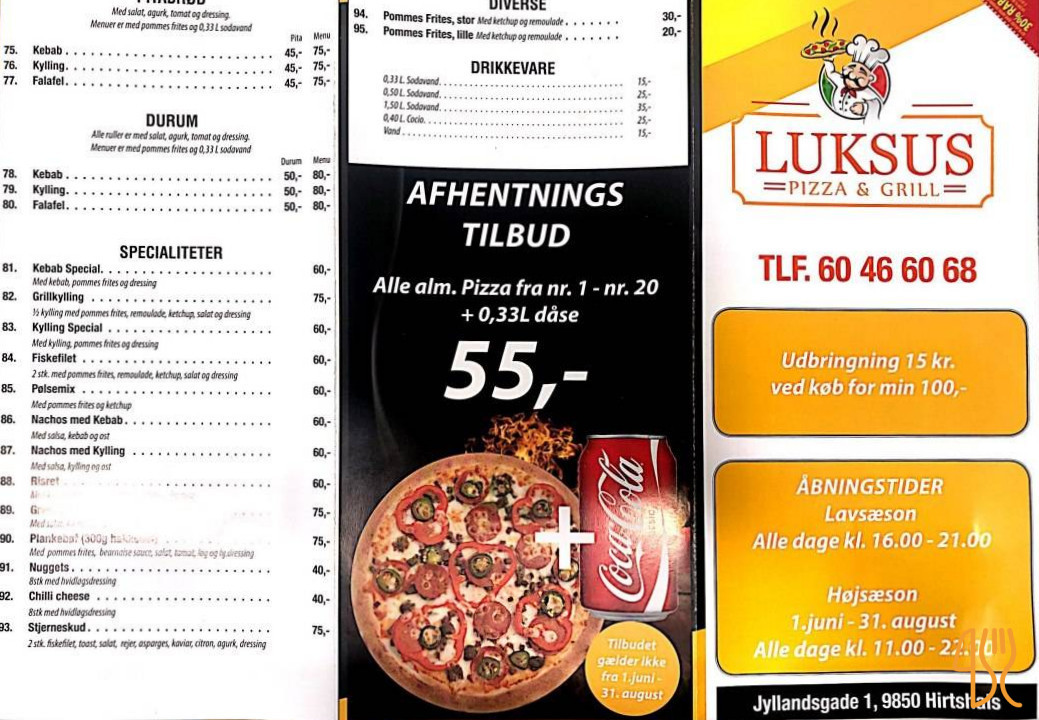 Luksus Pizza Grill Menu