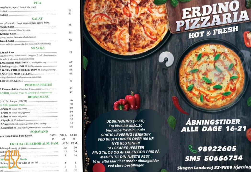 Erdino Pizzaria Menu