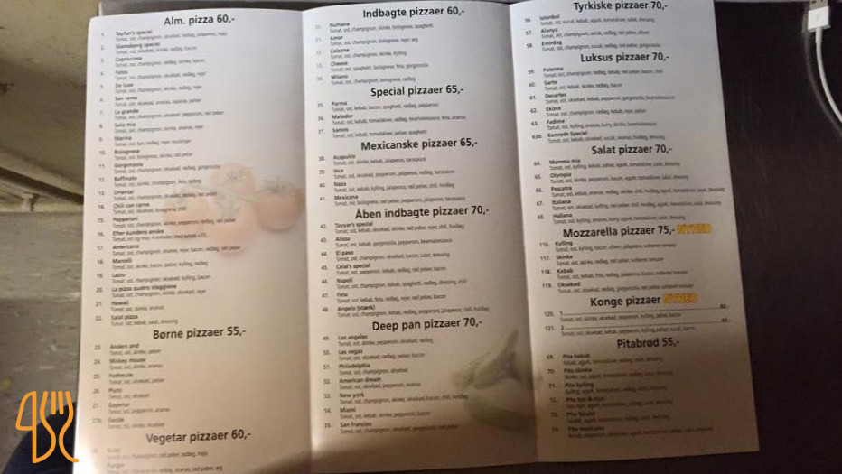 Hamzza Pizza Menu