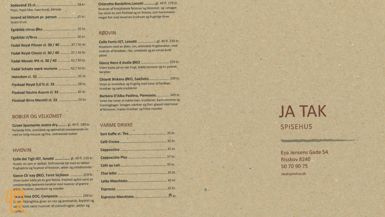 Jatak Spisehus Menu