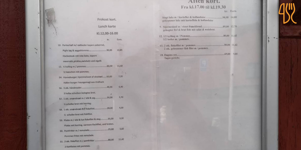 Havnekroen Menu