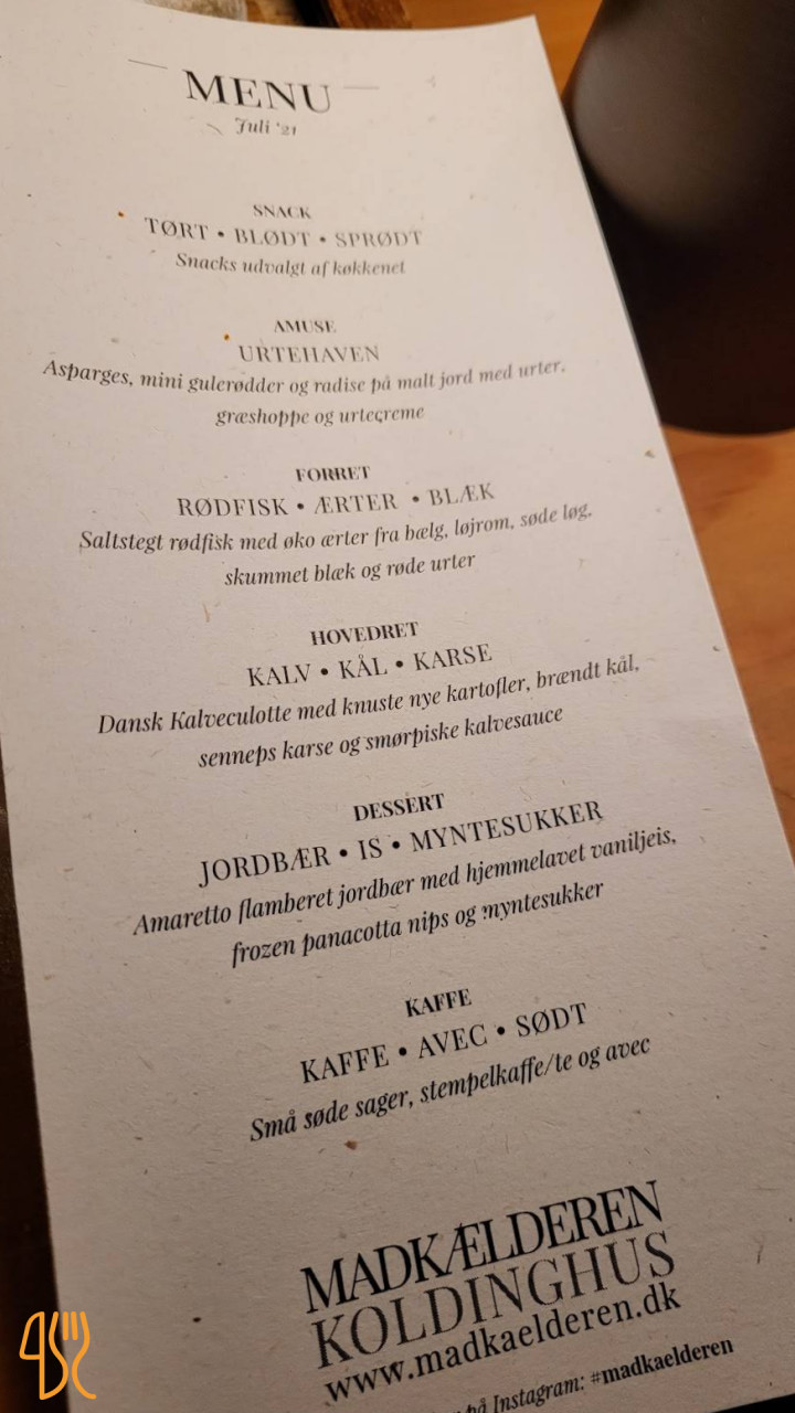 Madkælderen Koldinghus Menu