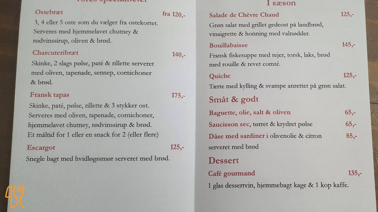 Ma Petite France Menu