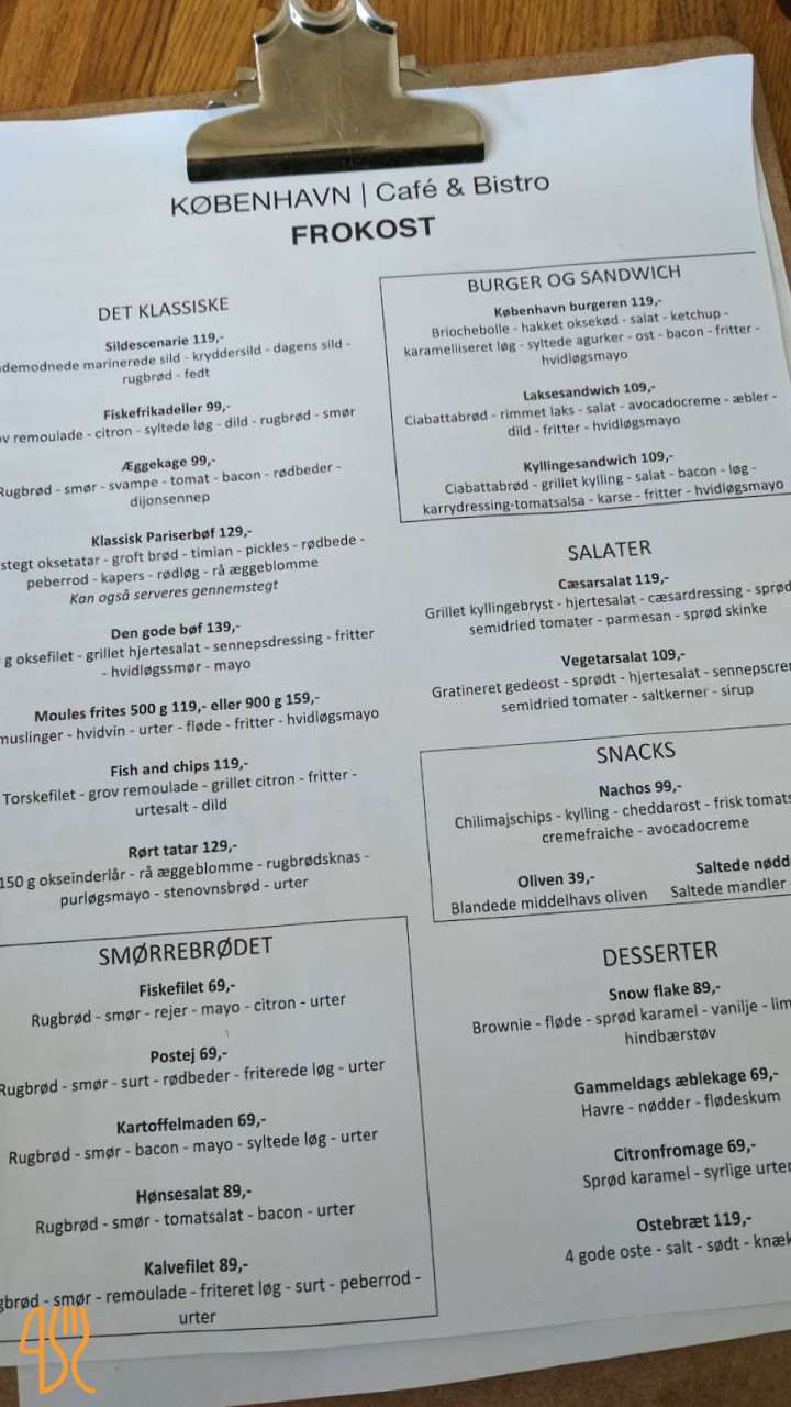 København Café Og Bistro Menu