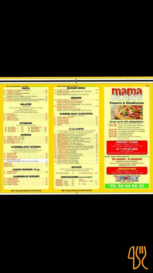 Mama Olga Pizza Menu